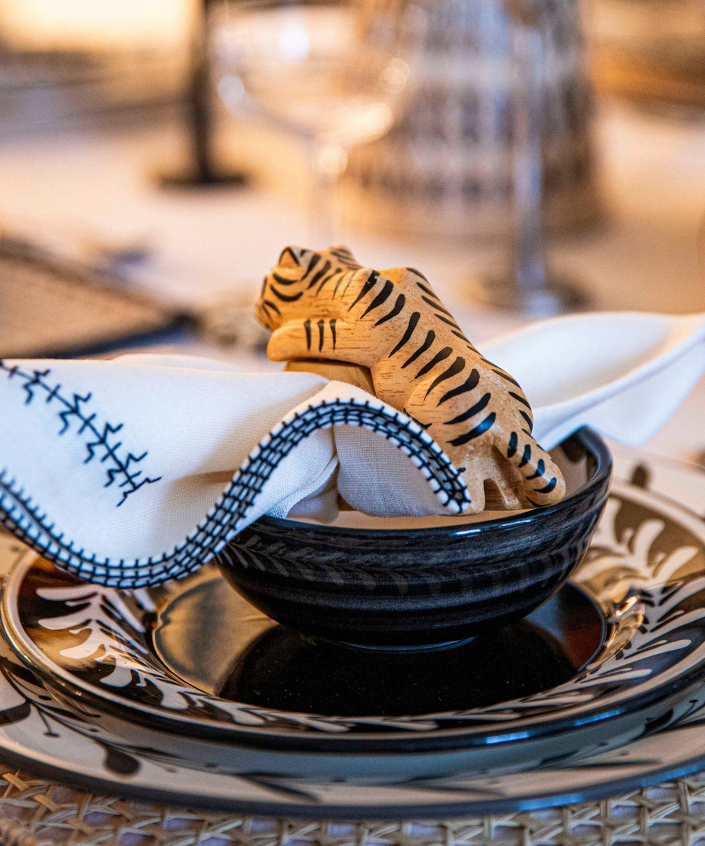 Felino Tiger Napkin Ring | Hand-Carved Wood