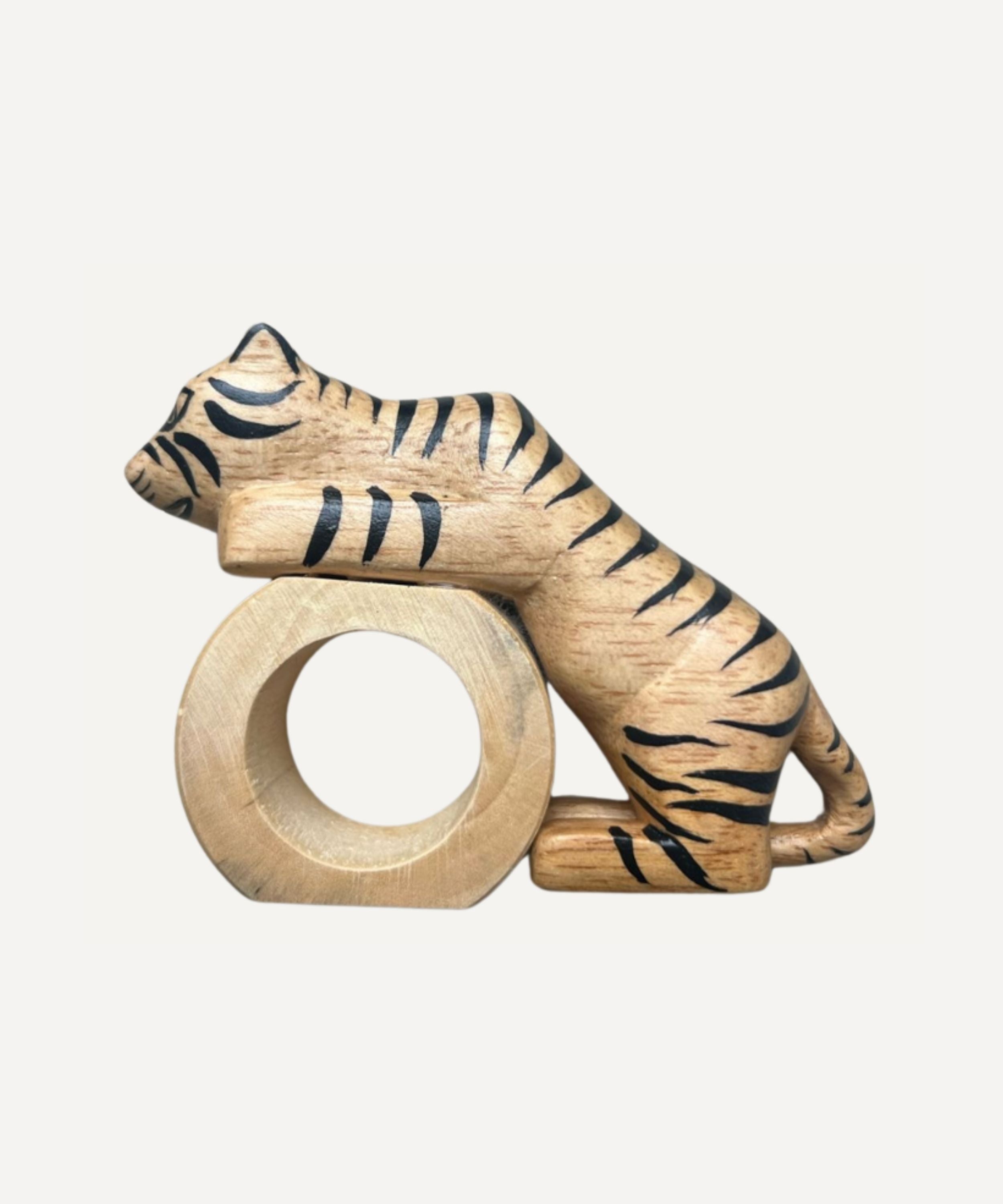 Felino Tiger Napkin Ring | Hand-Carved Wood