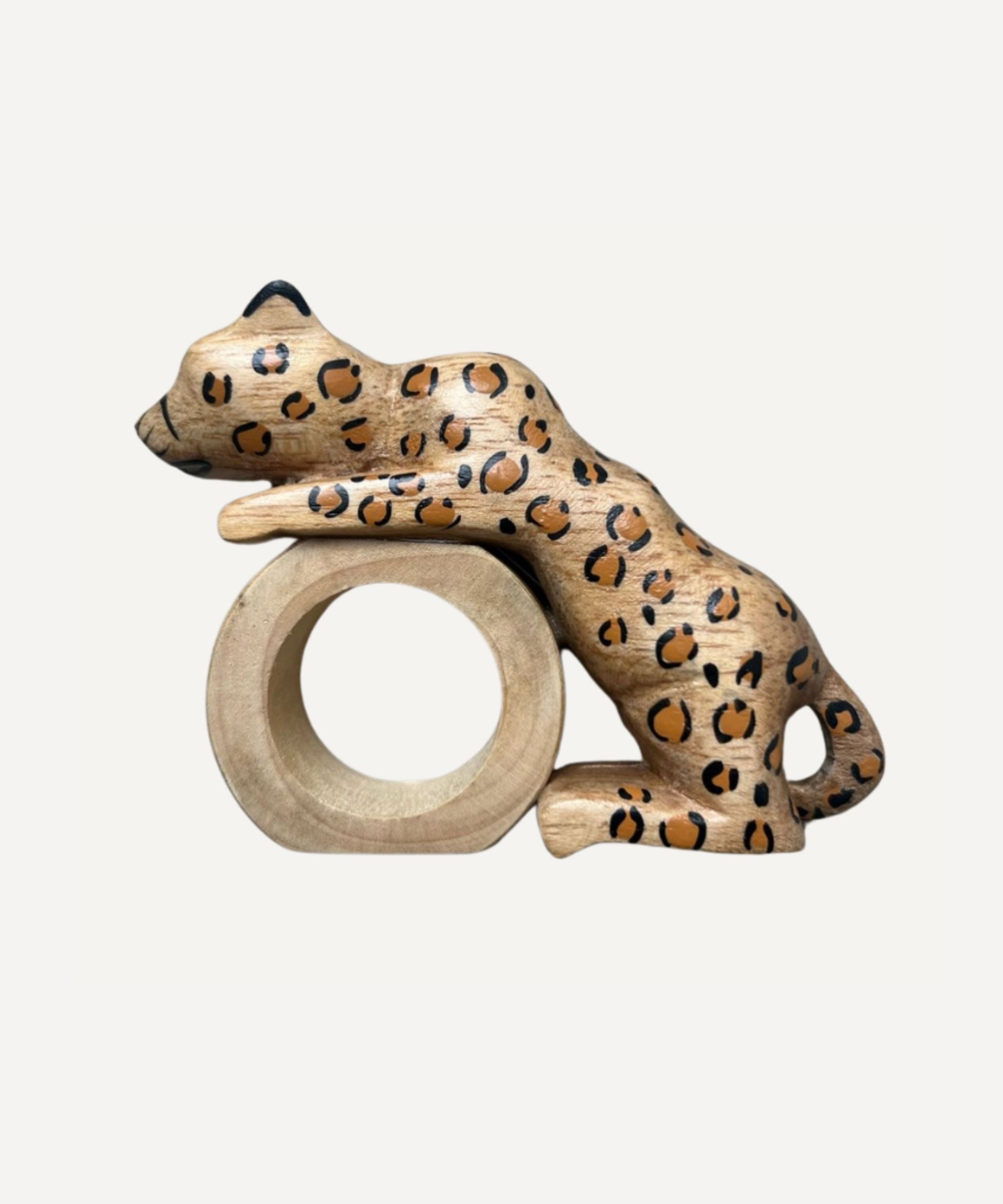 Felino Jaguar Napkin Ring | Hand-Carved Wood