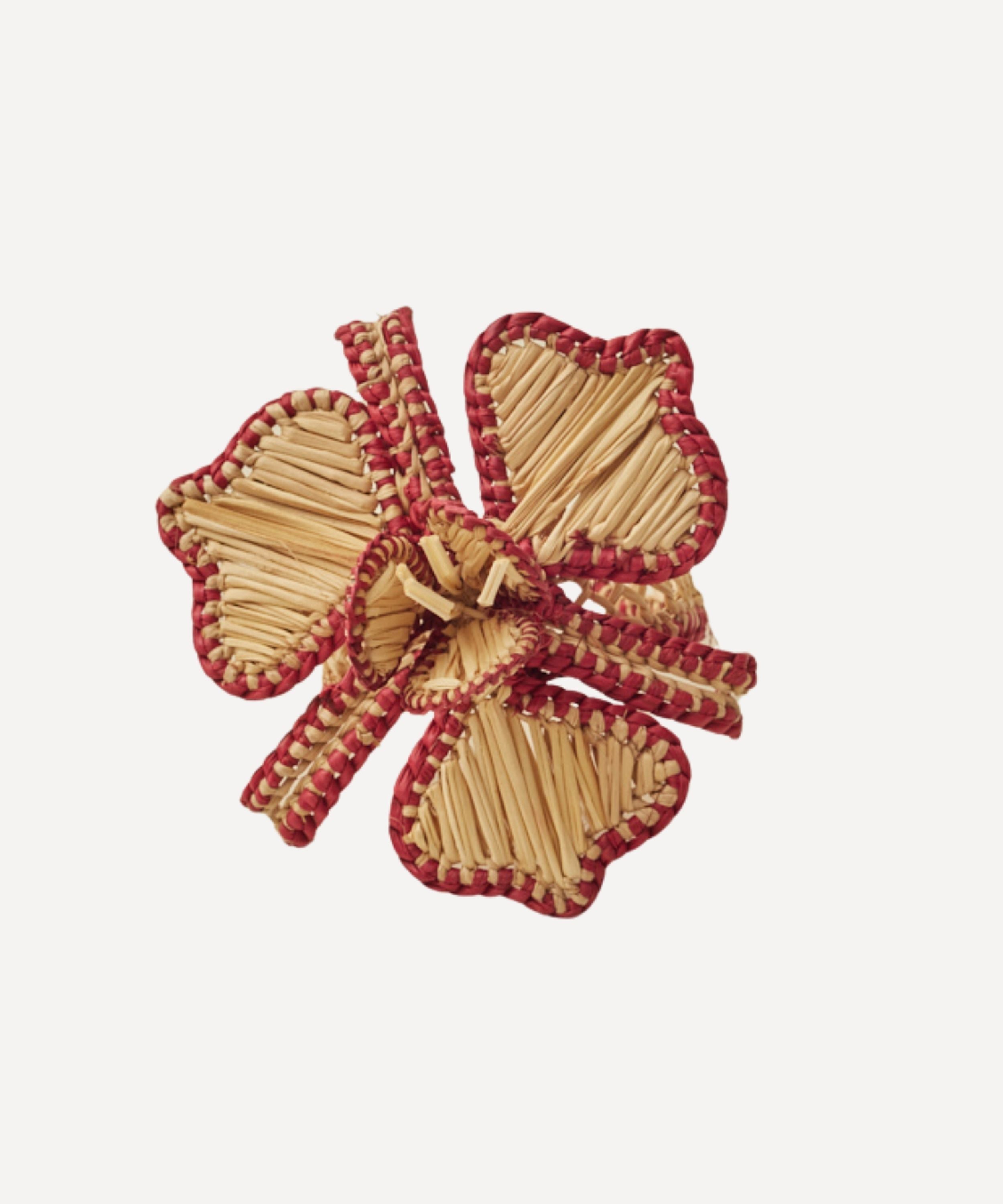 Orquidea Napkin Ring | Handwoven Iraca Palm, Framboise Border