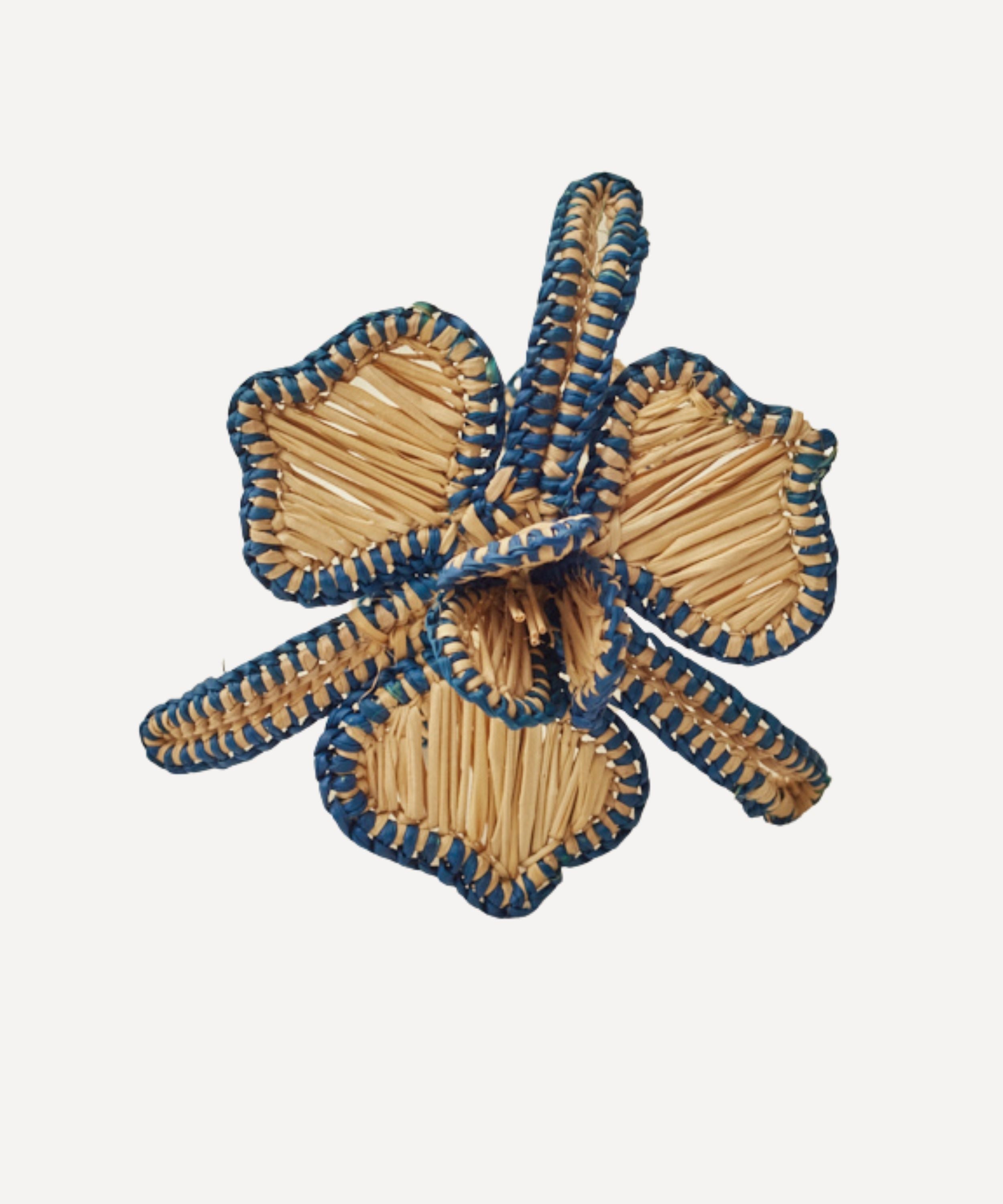 Orquidea Napkin Ring | Handwoven Iraca Palm, Deep Blue Border