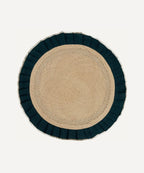 Arandela Placemat | Handwoven Panama Hat Straw & Linen, Teal