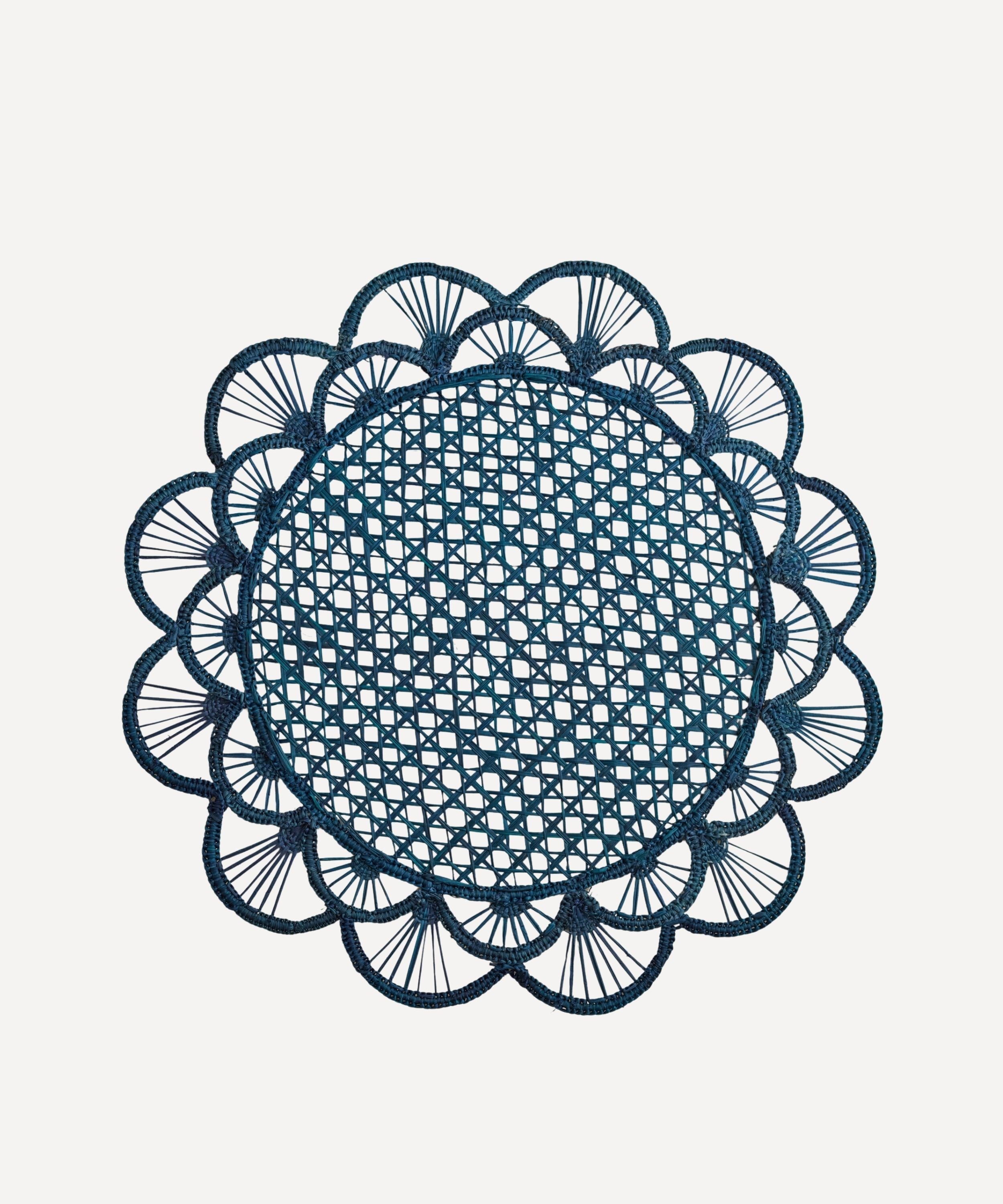 Margarita Placemat | Handwoven Iraca Palm, Deep Blue