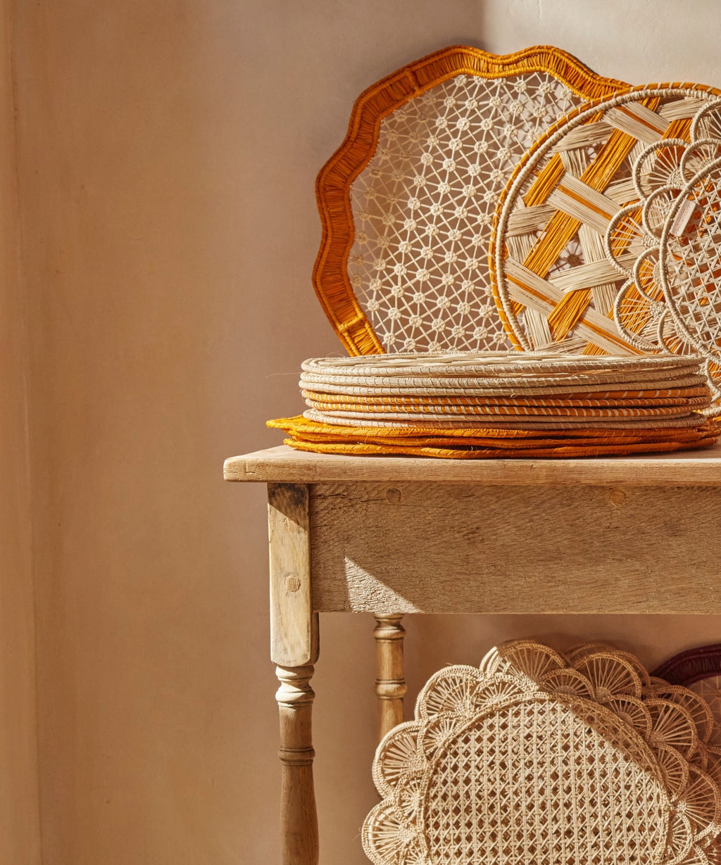 Deco Placemat | Handwoven Iraca Palm, Mustard