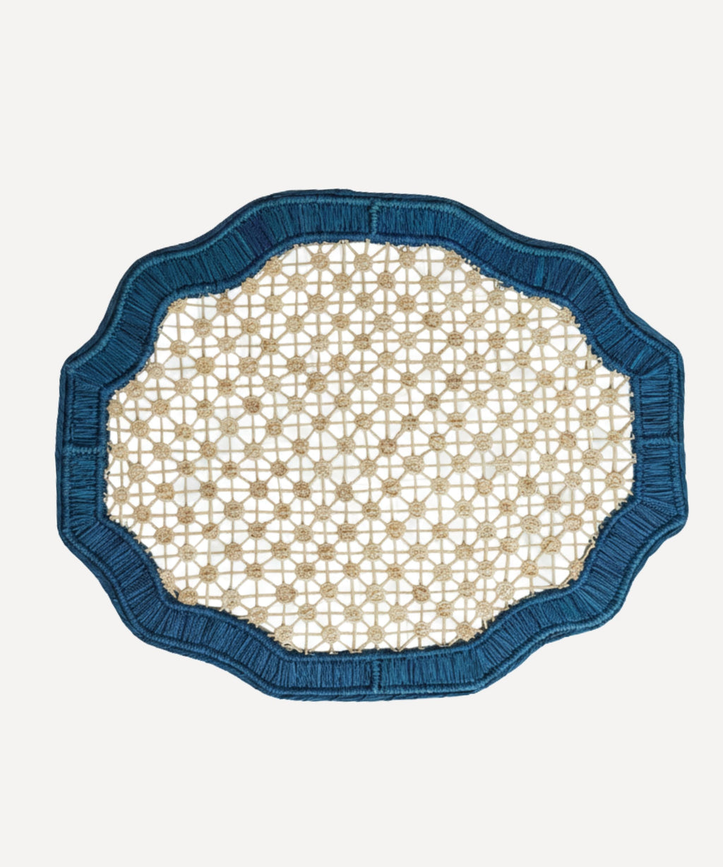 Deco Placemat | Handwoven Iraca Palm, Deep Blue