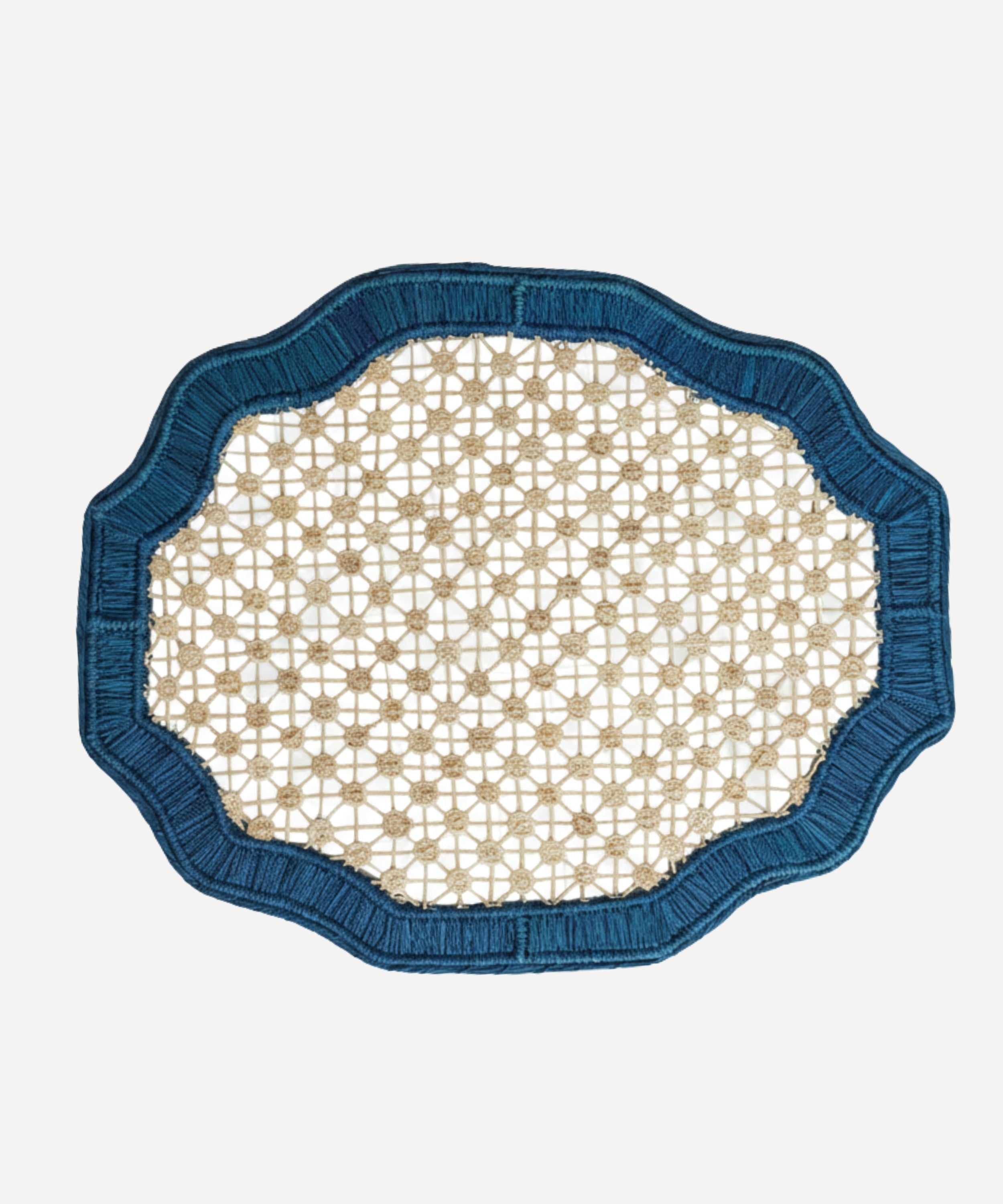 Deco Placemat | Handwoven Iraca Palm, Deep Blue