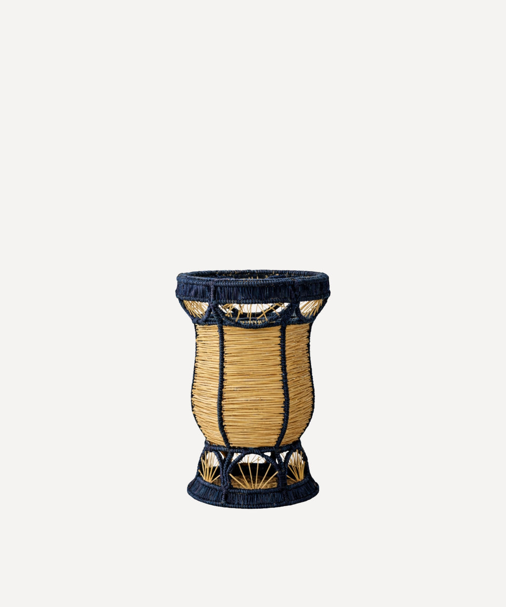 Deco Vase | Handwoven Iraca Palm, Deep Blue