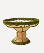 Deco Pedestal Fruit Bowl | Handwoven Iraca Palm, Green
