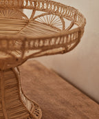 Deco Pedestal Fruit Bowl | Handwoven Iraca Palm, Natural