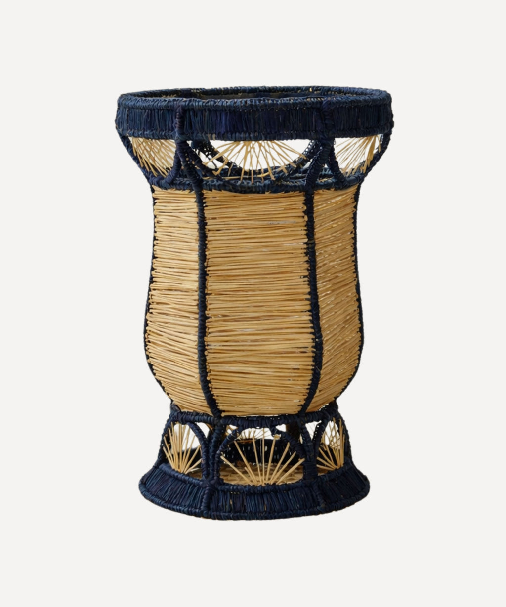 Deco Vase | Handwoven Iraca Palm, Deep Blue