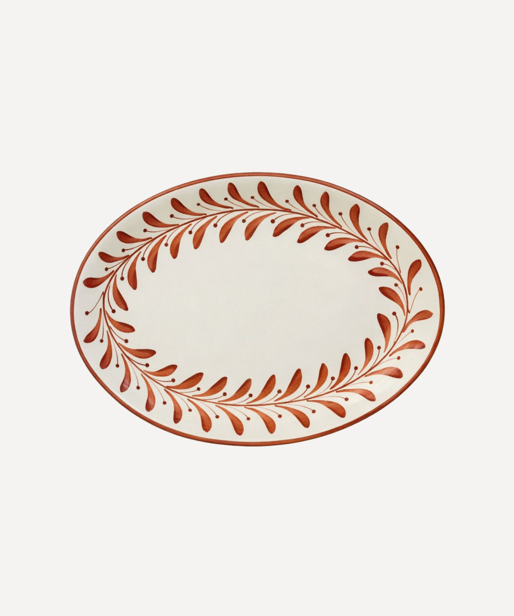 Helecho Serving Platter Set of 2 | Hand-Painted Ceramic, Rust Red