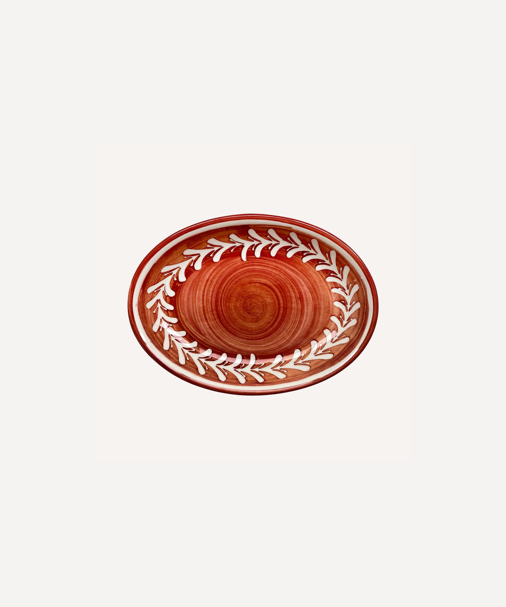 Helecho Serving Platter Set of 2 | Hand-Painted Ceramic, Rust Red