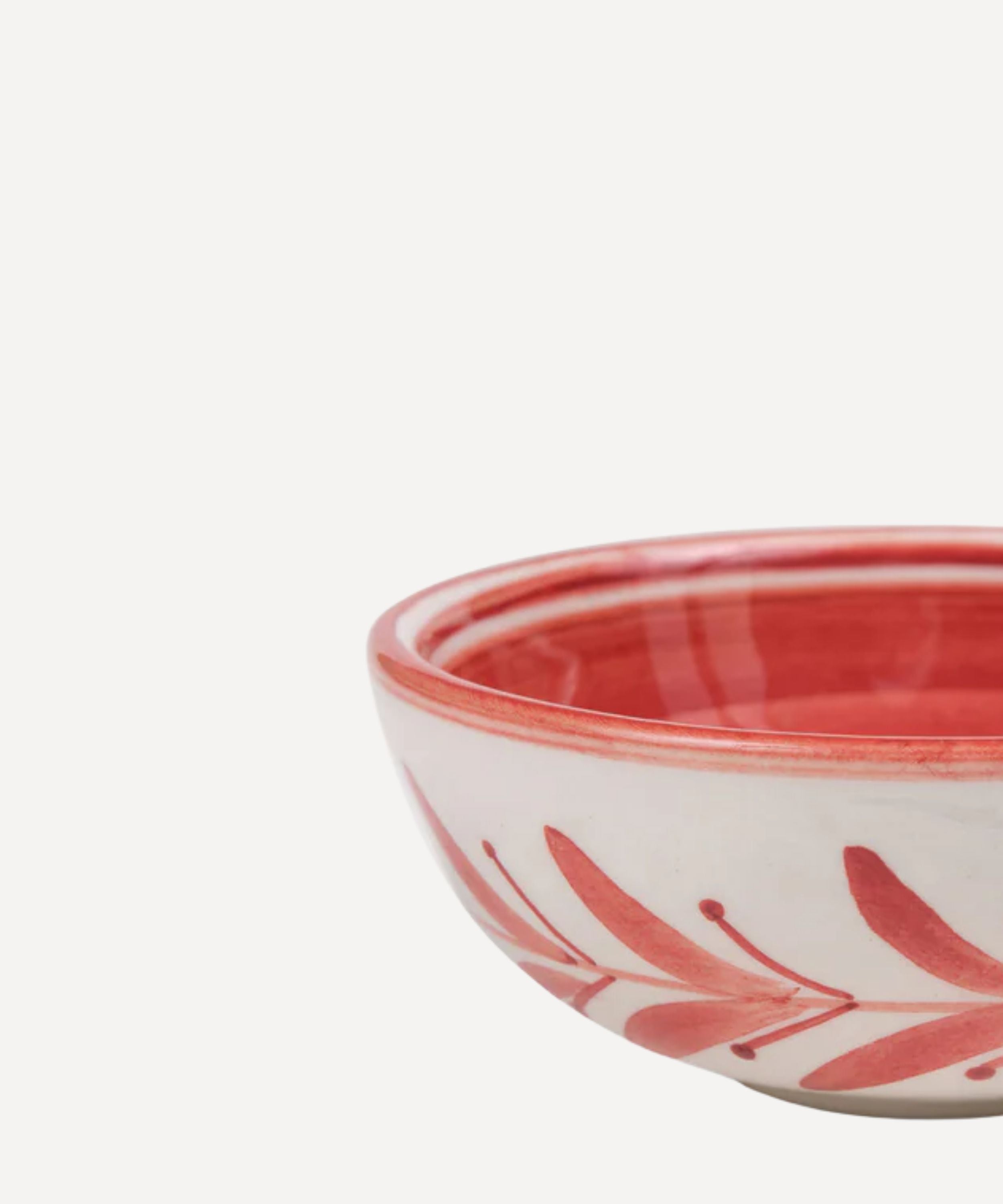 Helecho Tapas Bowl | Hand-Painted Fern Wreath Ceramic, Rust Red
