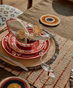 Helecho Tapas Bowl | Hand-Painted Fern Wreath Ceramic, Rust Red