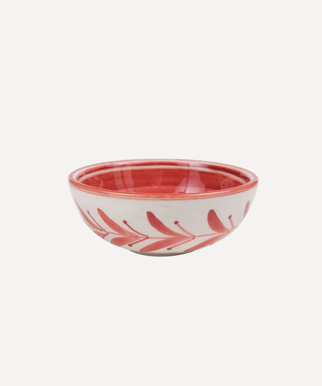 Helecho Tapas Bowl | Hand-Painted Fern Wreath Ceramic, Rust Red