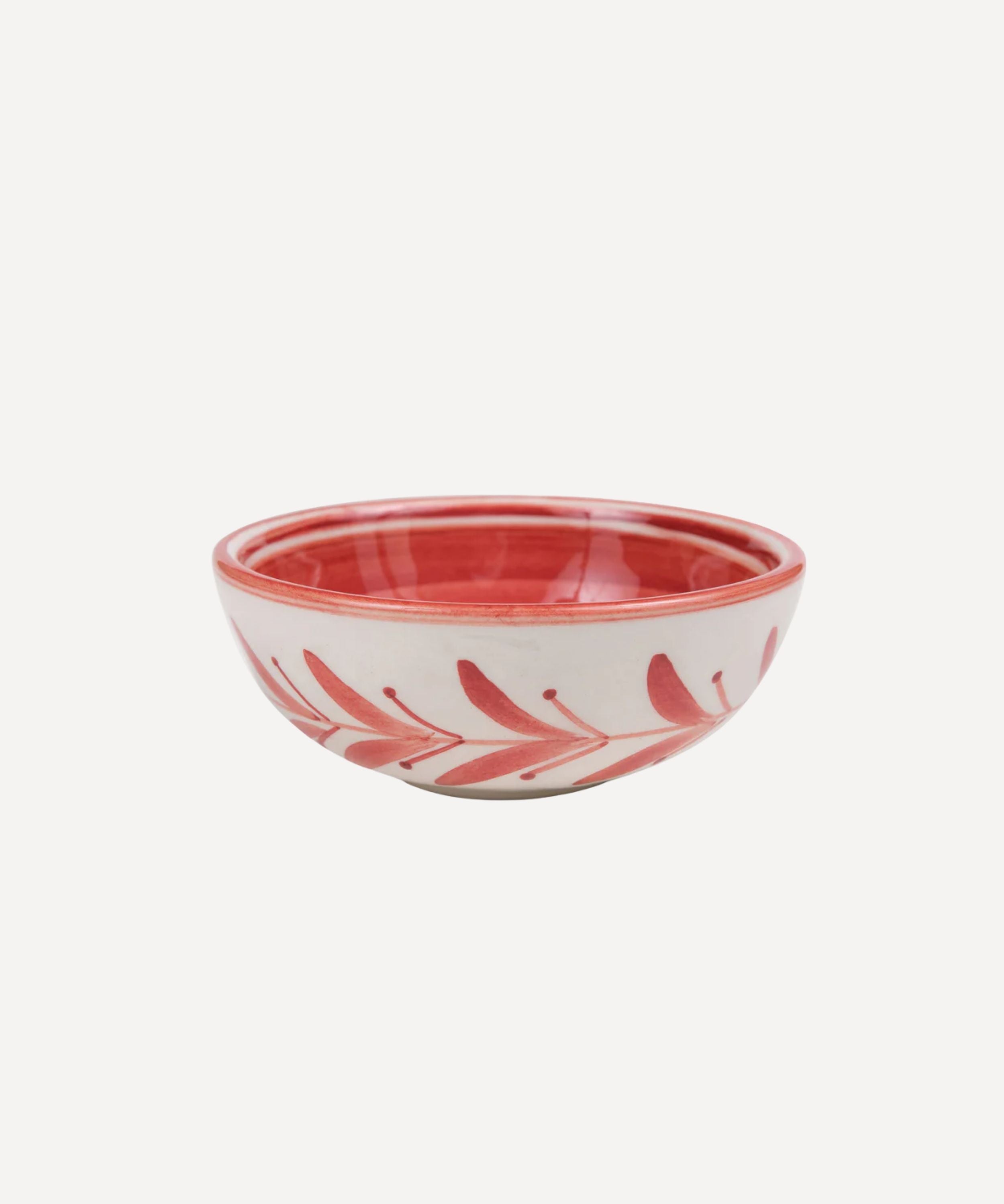 Helecho Tapas Bowl | Hand-Painted Fern Wreath Ceramic, Rust Red