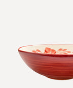 Flor Salad Bowl | Hand-Painted Floral Ceramic, Rust Red