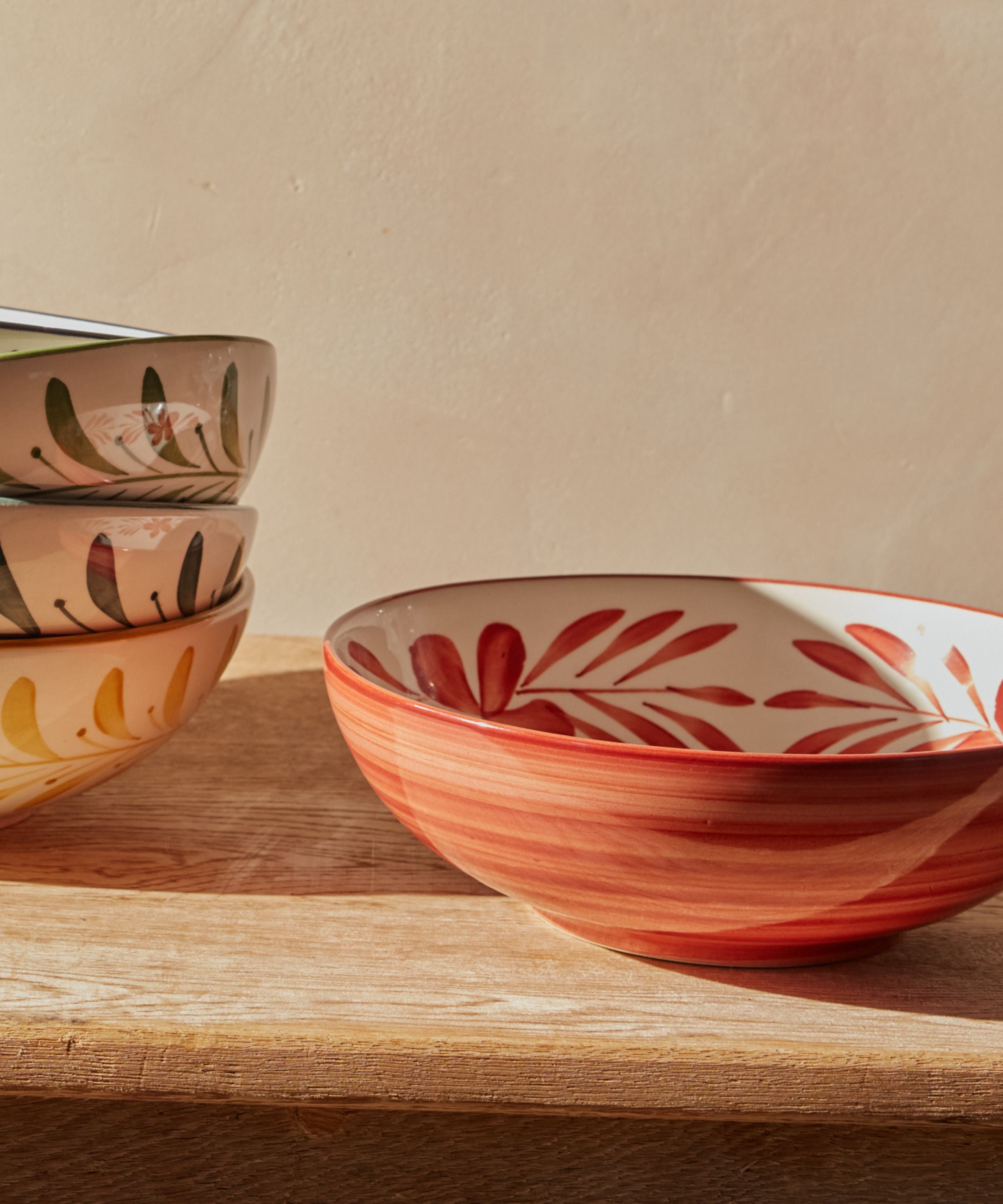 Flor Salad Bowl | Hand-Painted Floral Ceramic, Rust Red