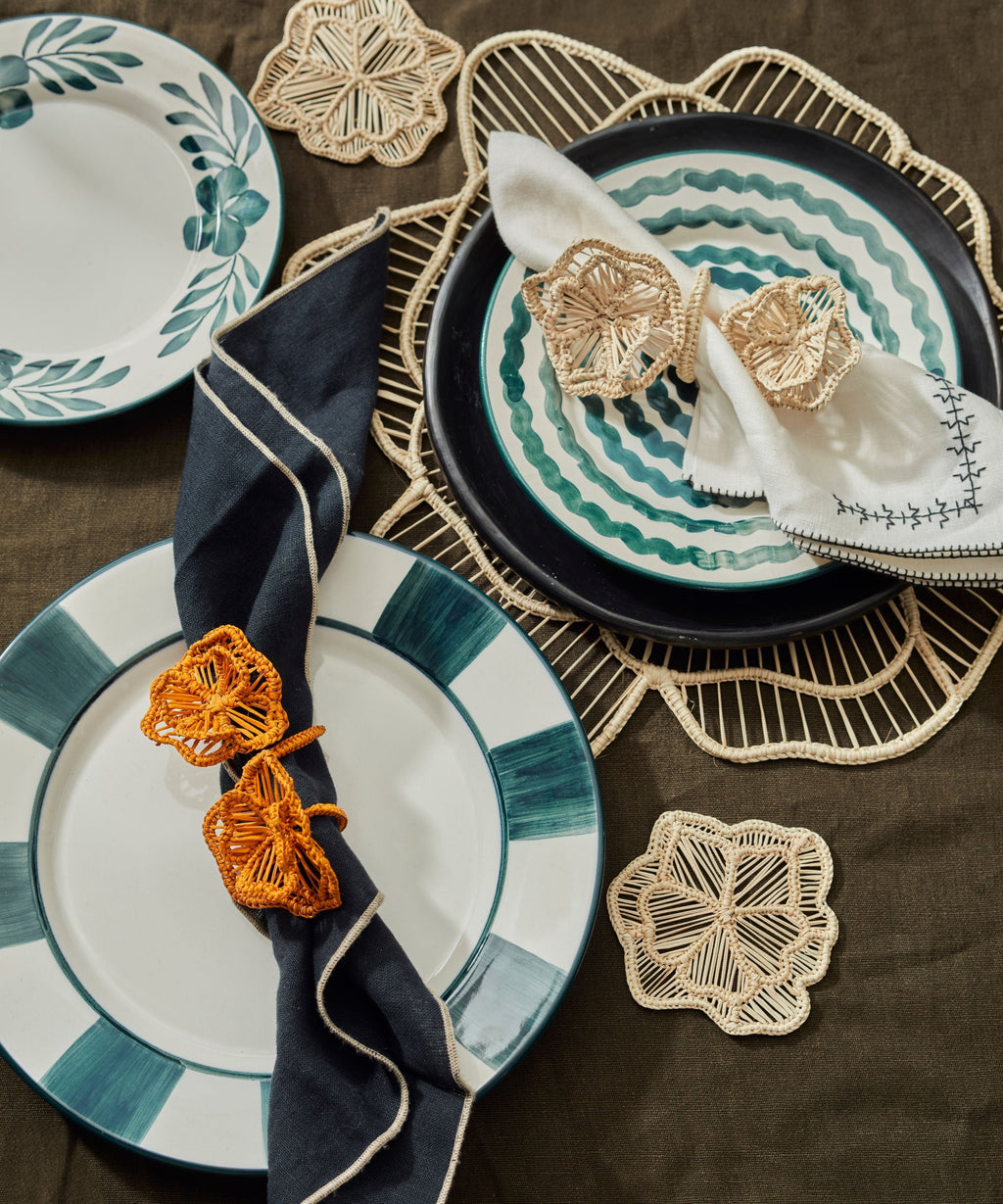 Franjas Dinner Plate | Hand-Painted Ceramic, Teal
