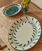 Helecho Serving Platter Set of 2 | Hand-Painted Ceramic, Teal