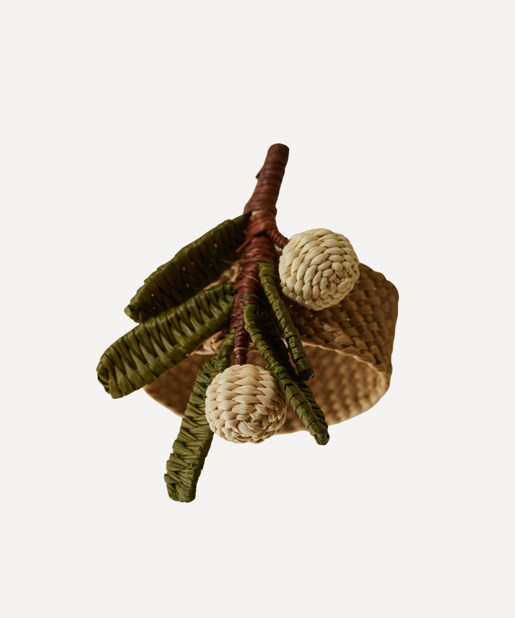Mistletoe Napkin Ring | Handwoven Panama Hat Straw