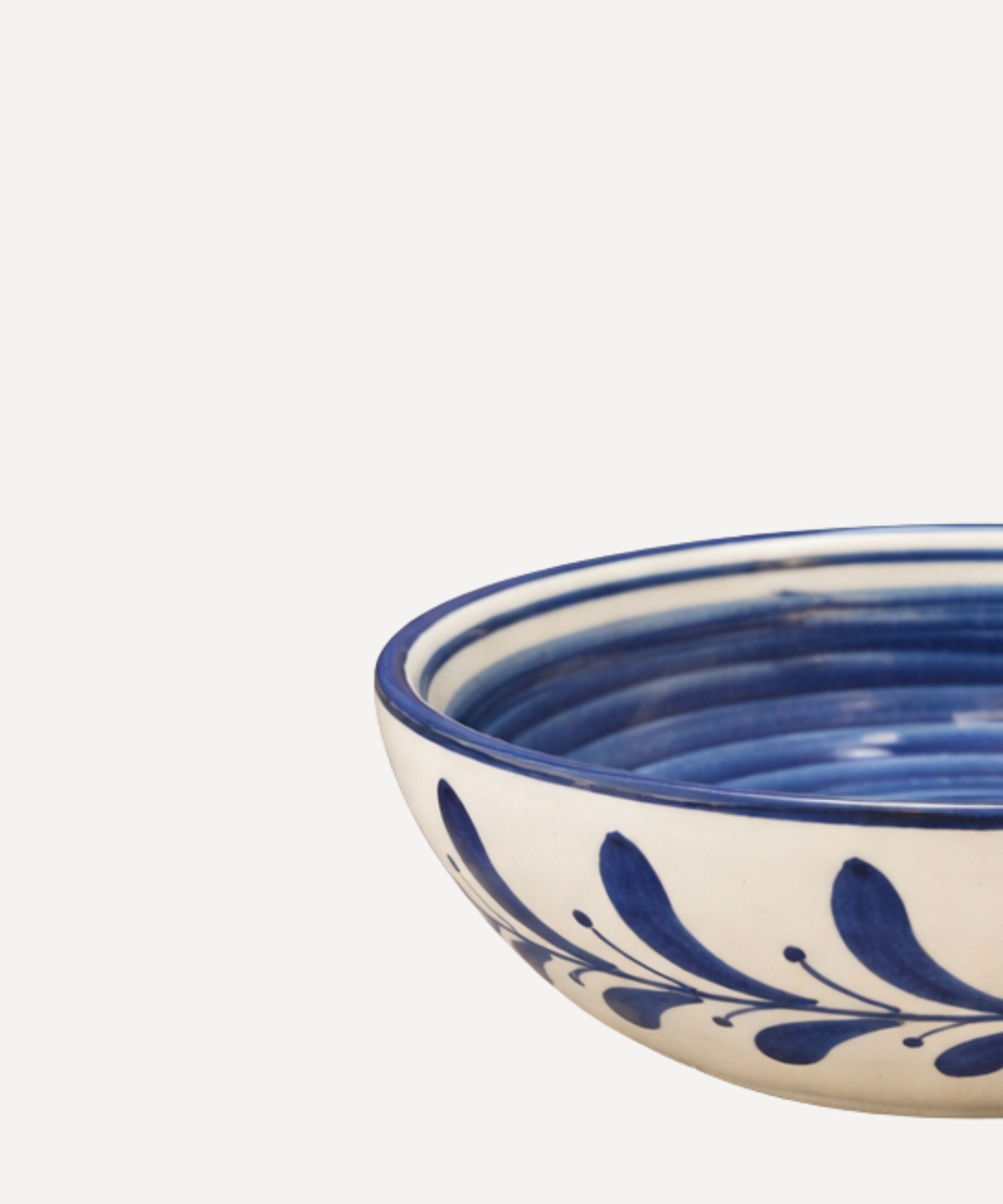 Helecho Tapas Bowl | Hand-Painted Fern Wreath Ceramic, Deep Blue