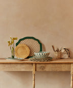 Helecho Salad Bowl | Hand-Painted Fern Wreath Ceramic, Teal