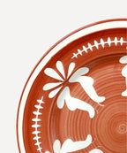 Flor Dinner Plate | Hand-Painted Ceramic, Rust Red