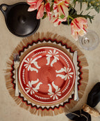 Flor Dinner Plate | Hand-Painted Ceramic, Rust Red