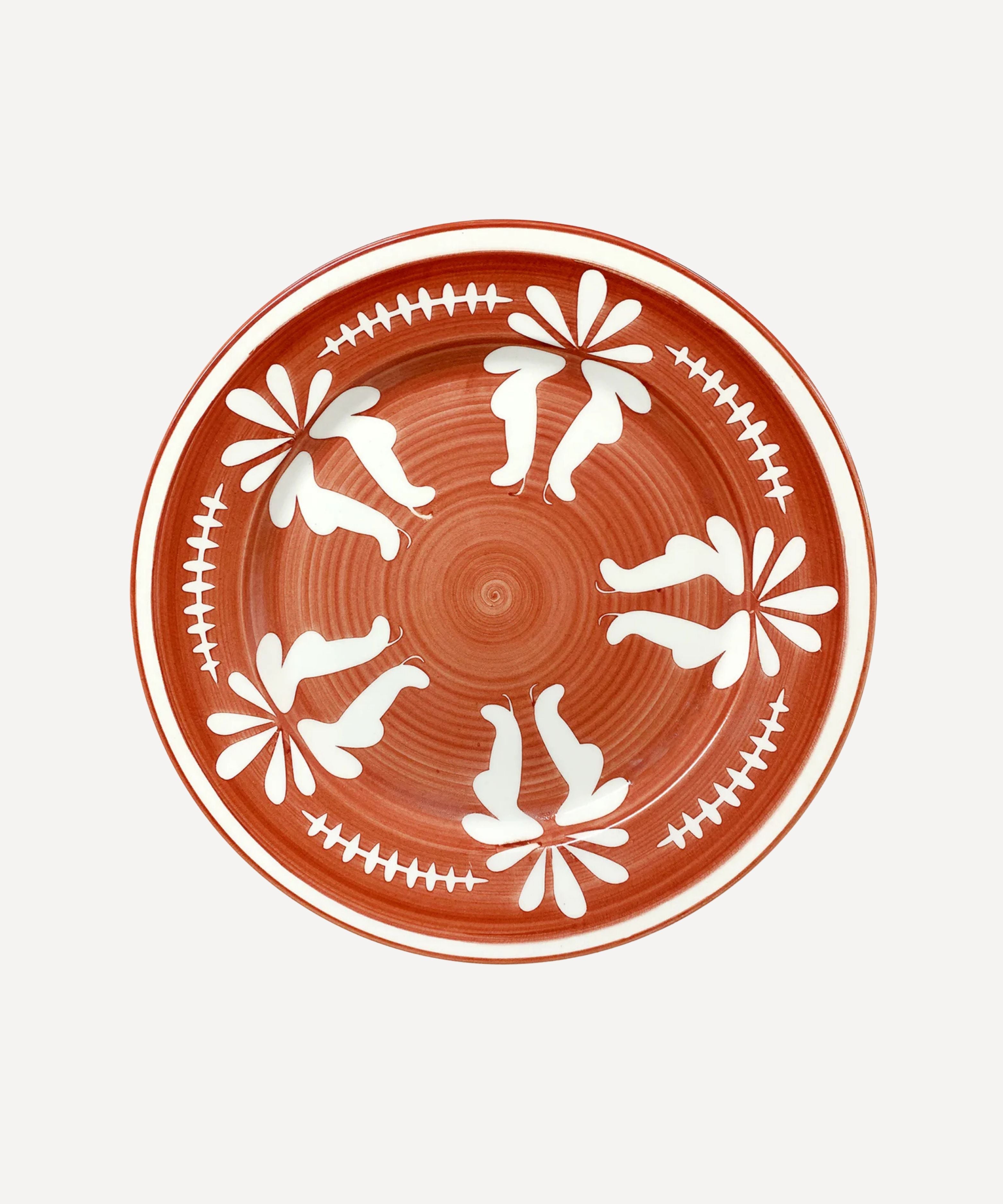 Flor Dinner Plate | Hand-Painted Ceramic, Rust Red