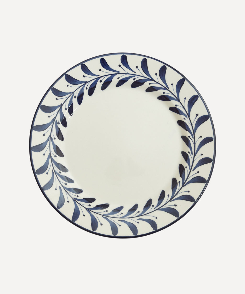 Helecho Dinner Plate | Hand-Painted Ceramic, Deep Blue