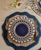 Helecho Dinner Plate | Hand-Painted Ceramic, Deep Blue