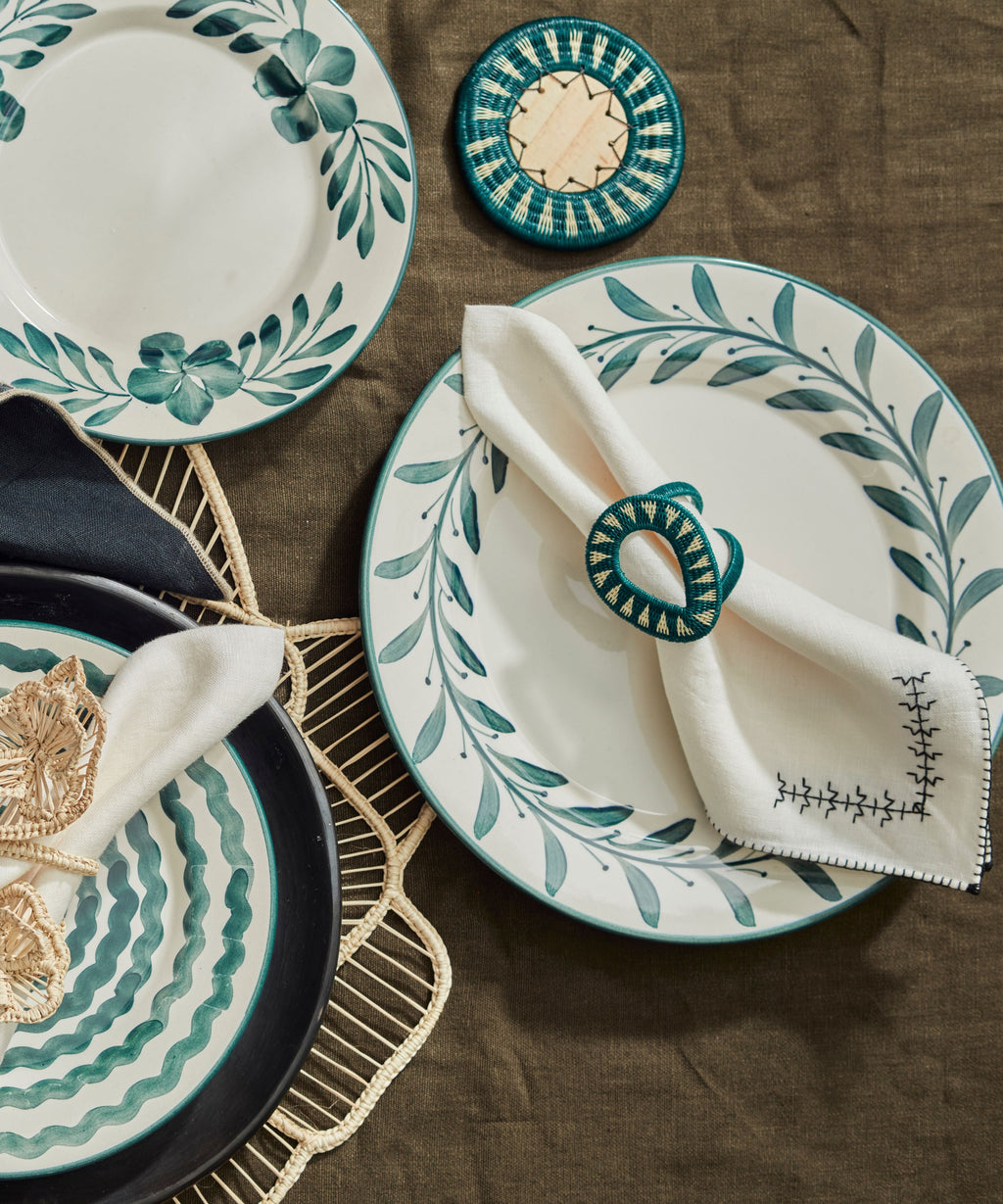 Helecho Dinner Plate | Hand-Painted Ceramic, Teal