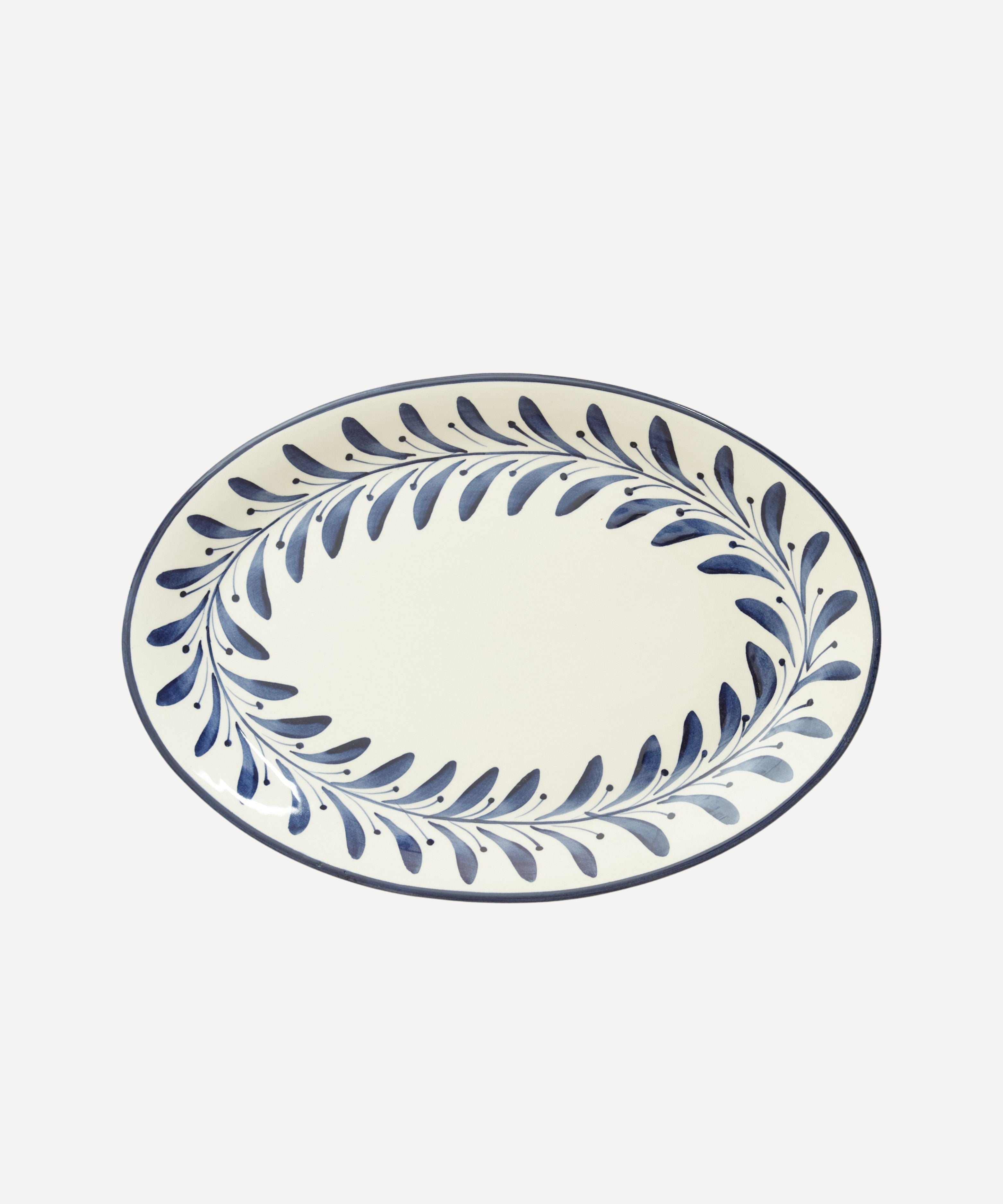 Helecho Serving Platter Set of 2 | Hand-Painted Ceramic, Deep Blue