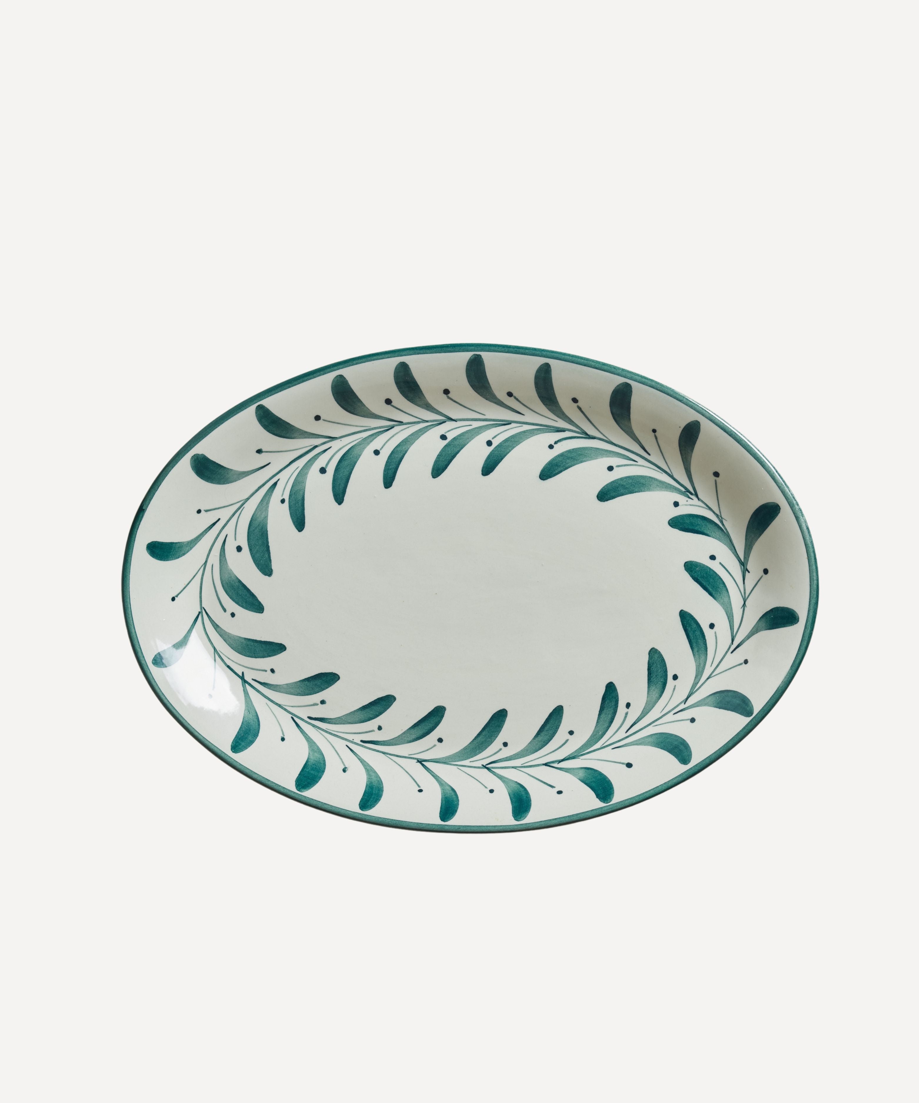 Helecho Serving Platter Set of 2 | Hand-Painted Ceramic, Teal