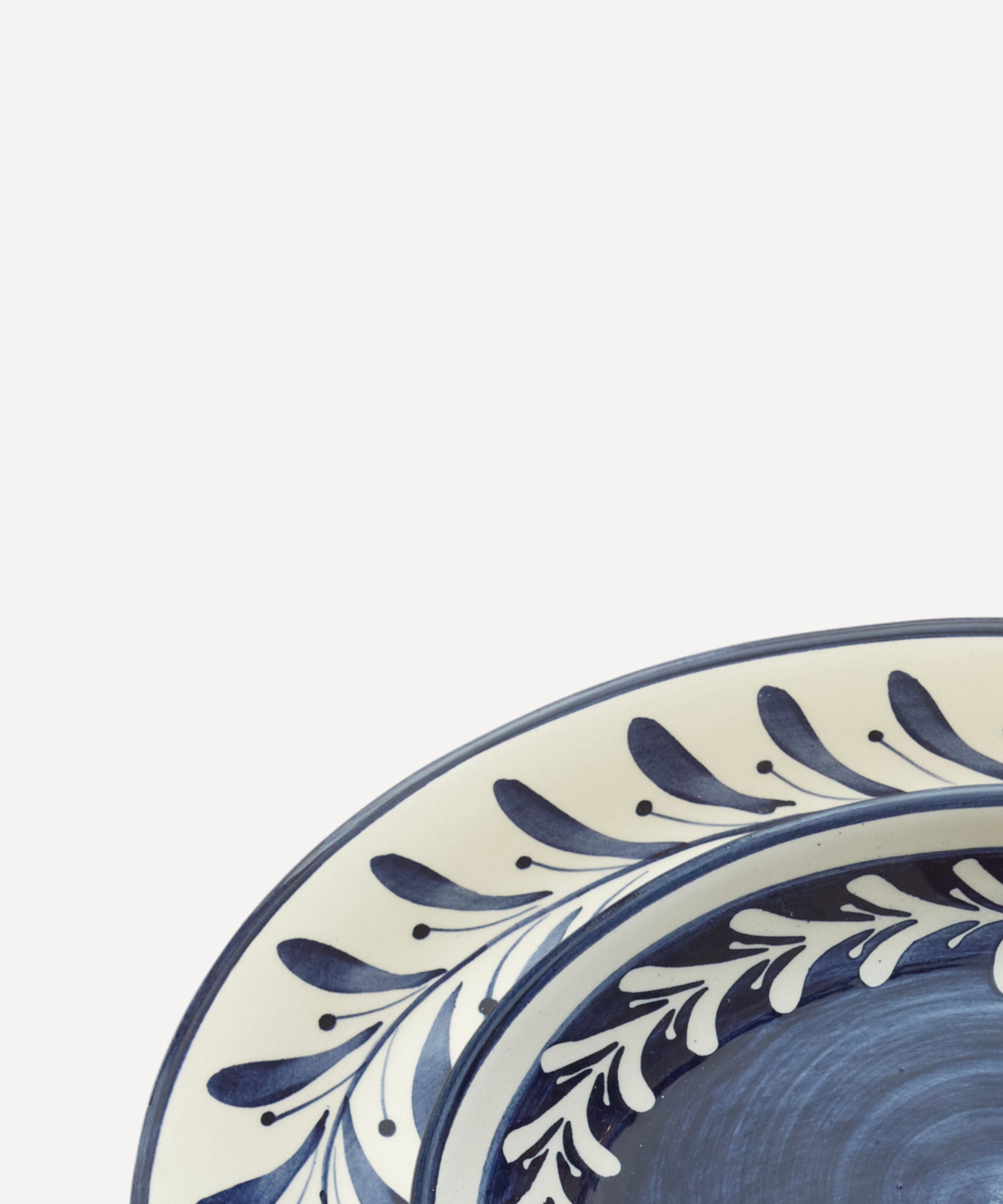 Helecho Serving Platter Set of 2 | Hand-Painted Ceramic, Deep Blue