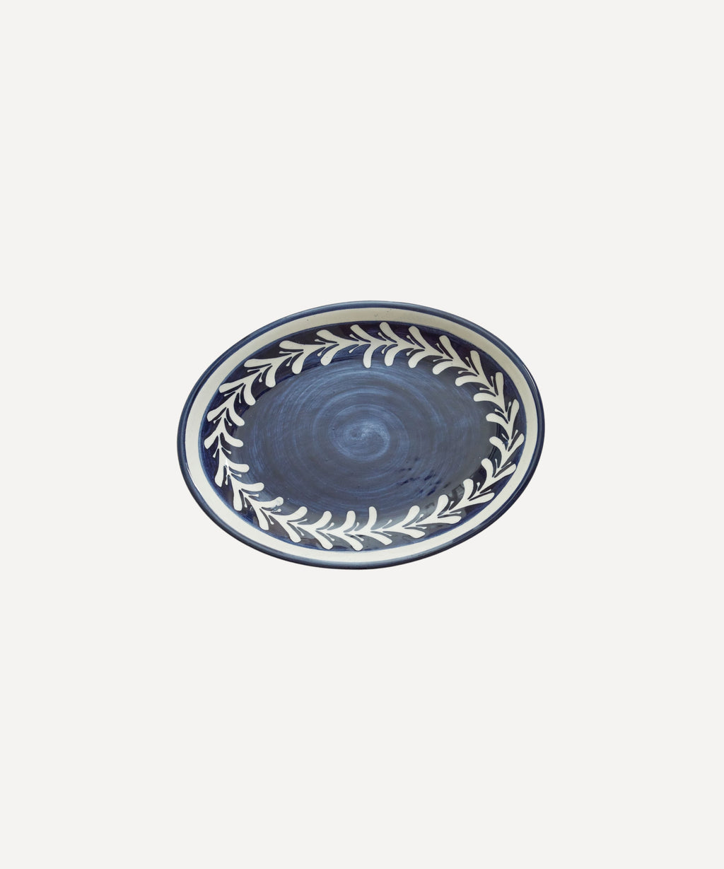 Helecho Serving Platter Set of 2 | Hand-Painted Ceramic, Deep Blue