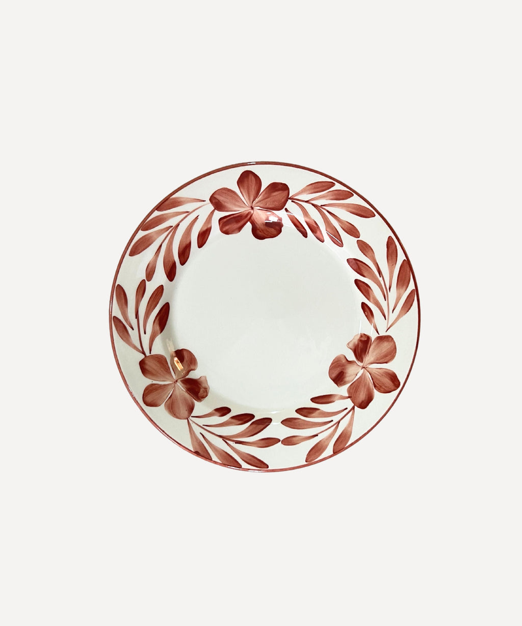 Flor Side Plate | Hand-Painted Ceramic, Rust Red