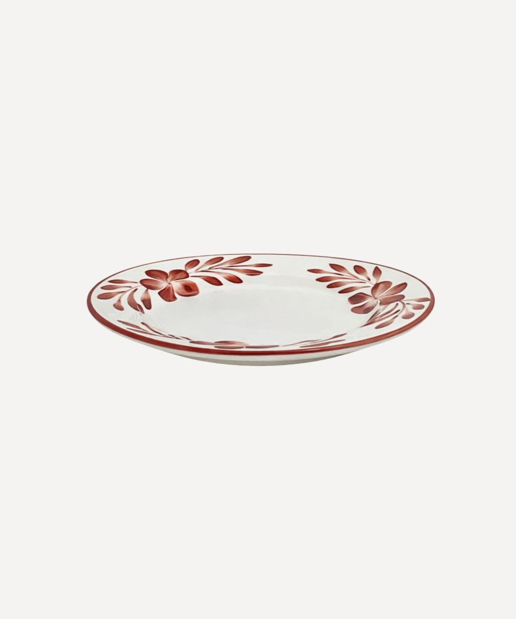 Flor Side Plate | Hand-Painted Ceramic, Rust Red