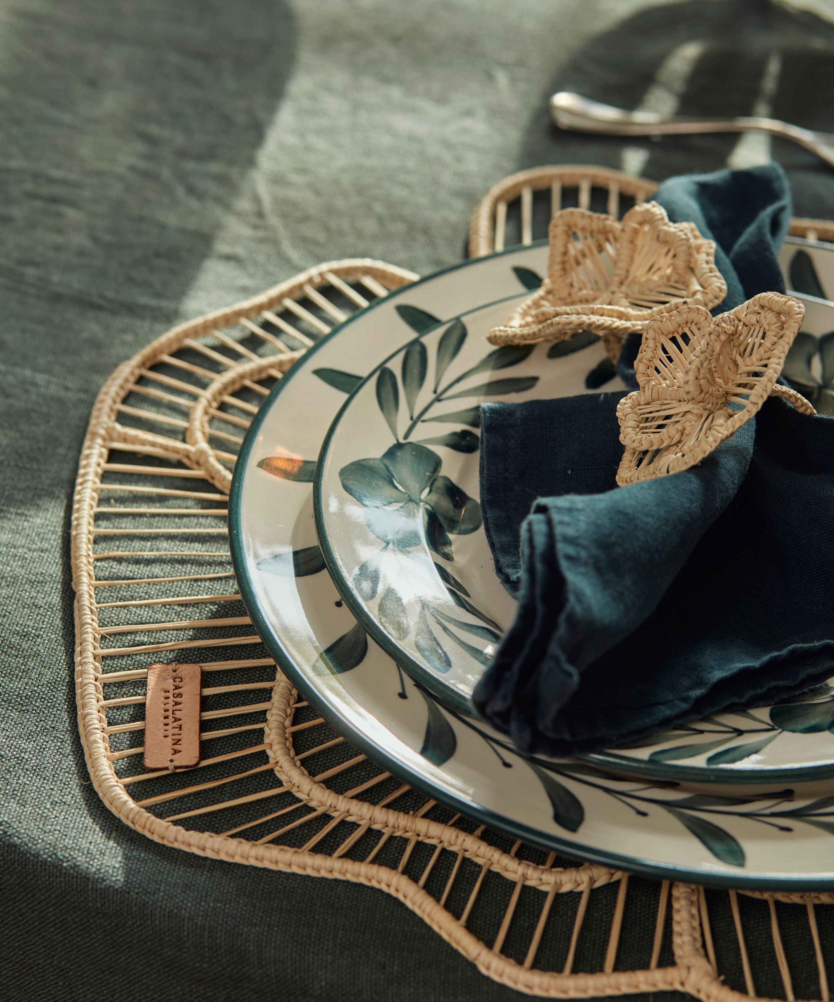 Flor Side Plate | Hand-Painted Ceramic, Teal