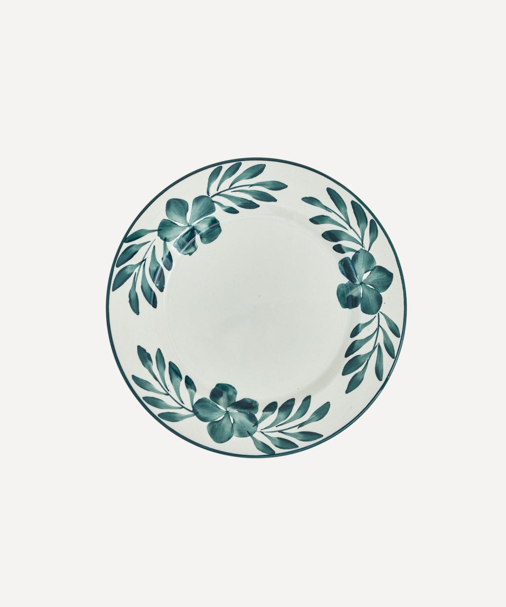 Flor Side Plate | Hand-Painted Ceramic, Teal