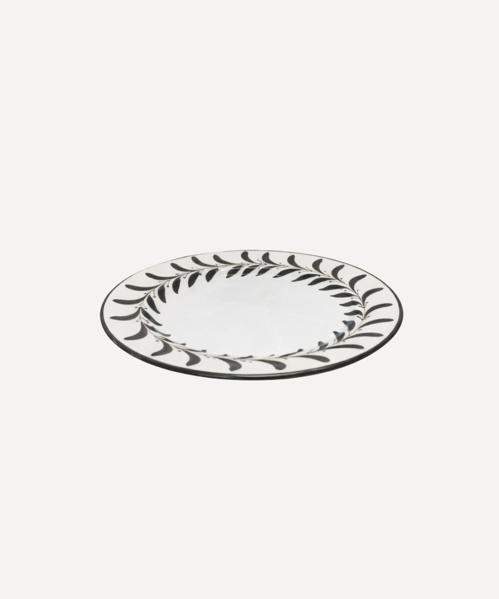 Helecho Side Plate | Hand-Painted Ceramic, Jet Black
