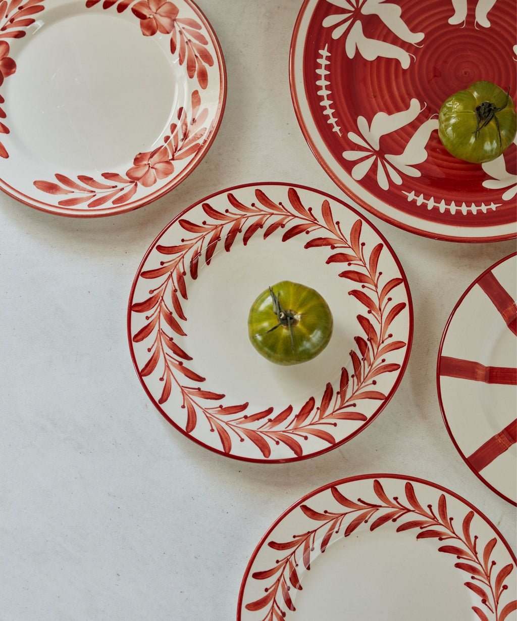 Helecho Side Plate | Hand-Painted Ceramic, Rust Red
