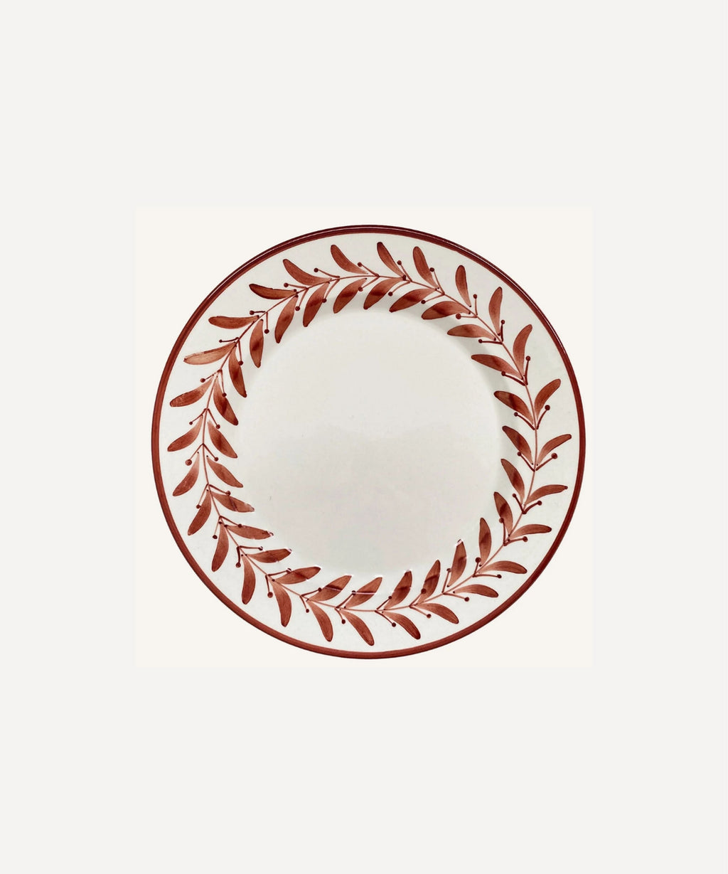 Helecho Side Plate | Hand-Painted Ceramic, Rust Red