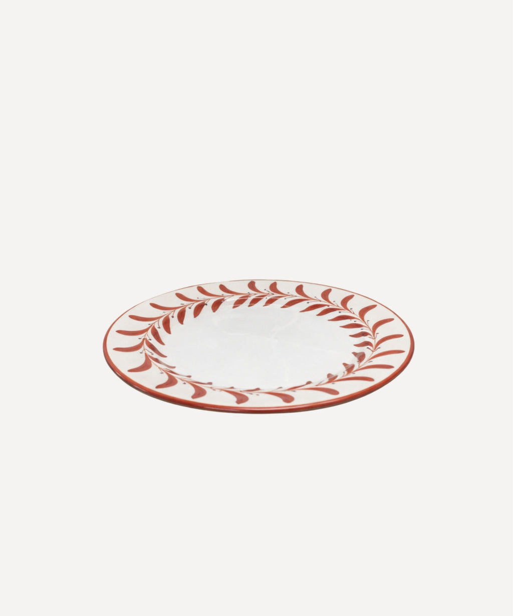 Helecho Side Plate | Hand-Painted Ceramic, Rust Red