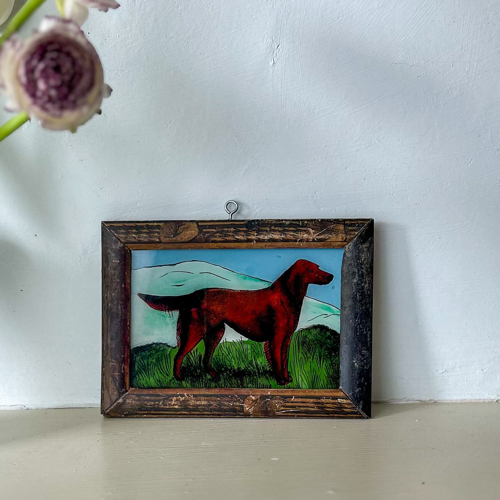NEW DOG BLUE BACKGROUND Indian glass painting multiple available