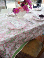 IN BLOOM hand block printed tablecloth