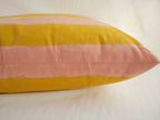 WIDE STRIPE PINK AND APRICOT block printed cushion