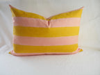 WIDE STRIPE PINK AND APRICOT block printed cushion