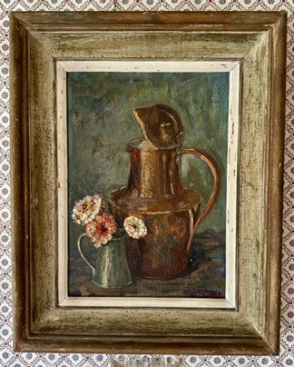COPPER JUG WITH VASE